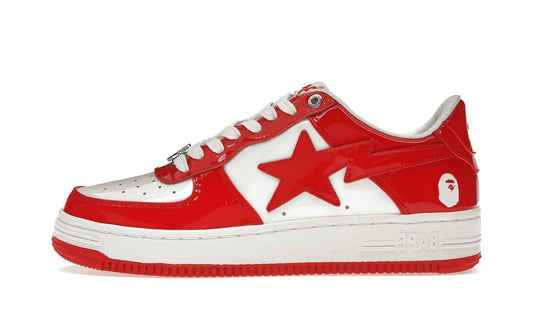 A Bathing Ape Bape Sta Patent Leather White Red (2023) - 1I70-291-021/1I70-191-022