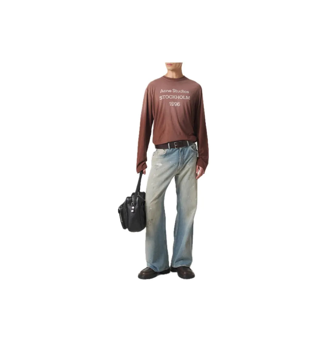 Acne Studios Logo Cotton and Hemp T-shirt Brown