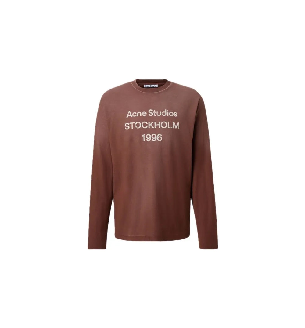 Acne Studios Logo Cotton and Hemp T-shirt Brown