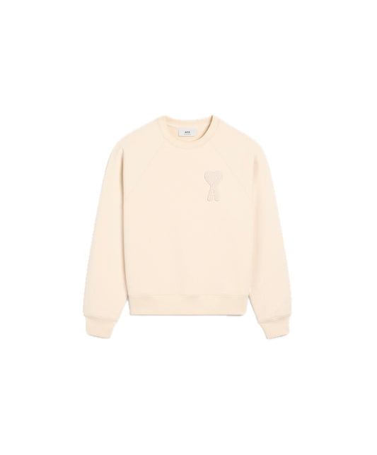 Ami Paris Big Beige Heart Knited Logo Sweater Beige - AMI-BEIGEHEART-SWEATERBEIGE
