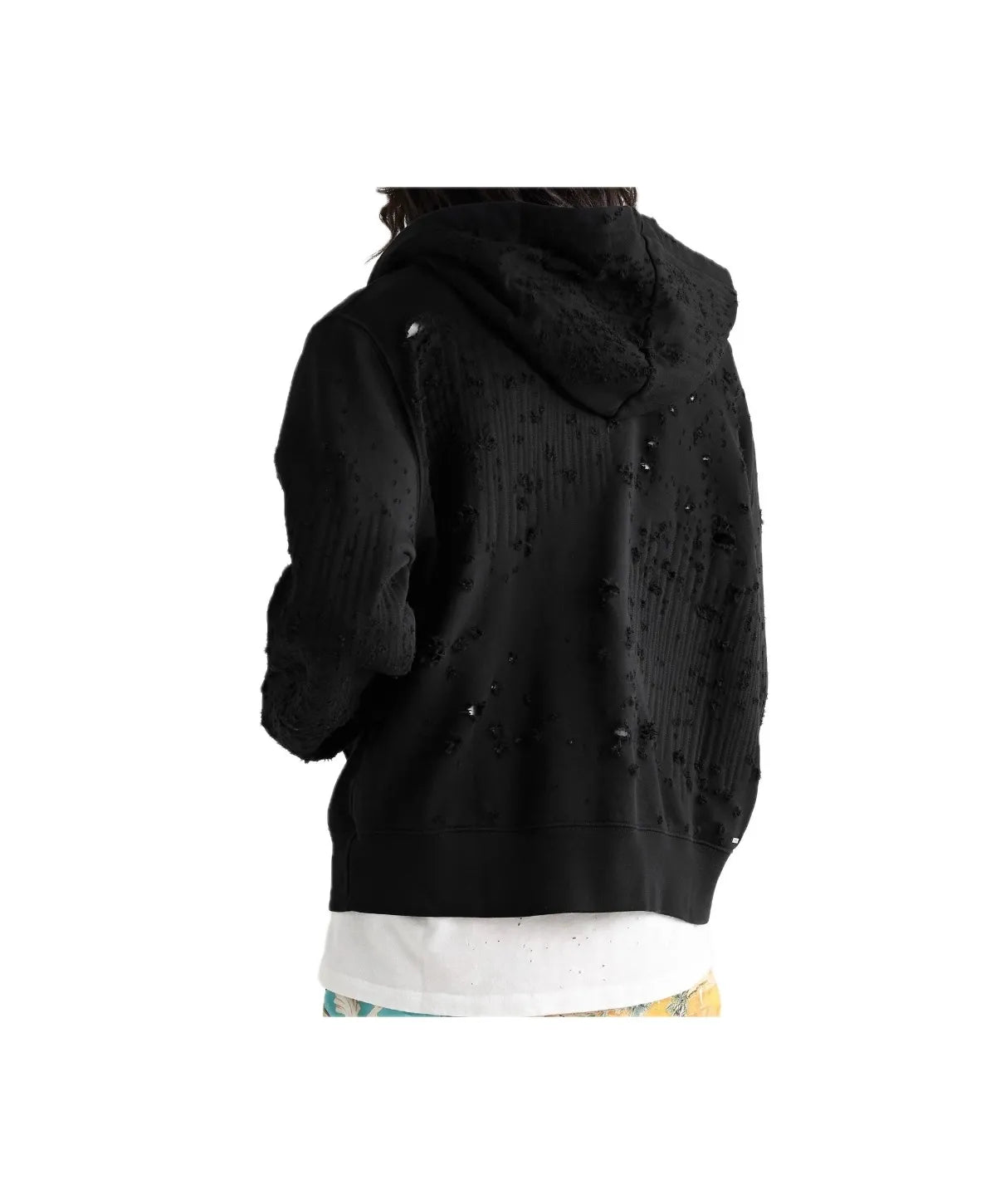 Amiri Shotgun Distressed Zip Up Hoodie Black