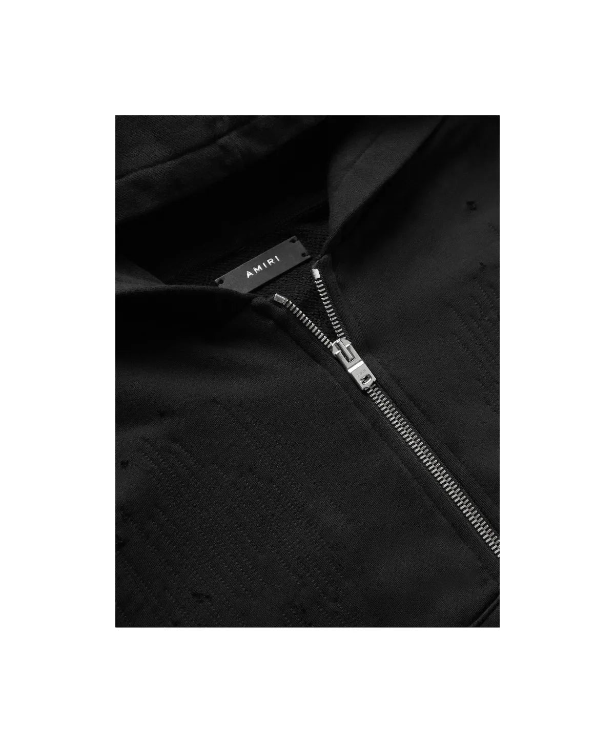Amiri Shotgun Distressed Zip Up Hoodie Black