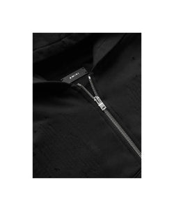 Amiri Shotgun Distressed Zip Up Hoodie Black