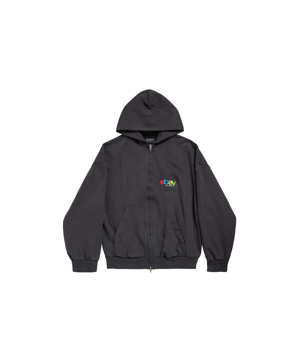 Balenciaga Ebay Zip Up Regular Fit Hoodie Black