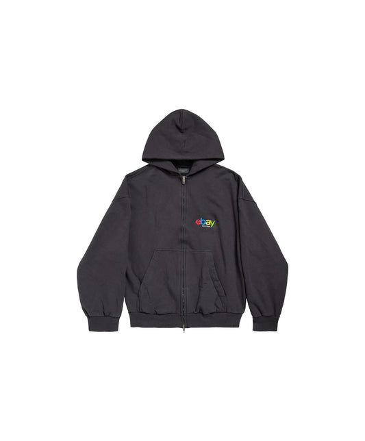 Balenciaga Ebay Zip Up Regular Fit Hoodie Black