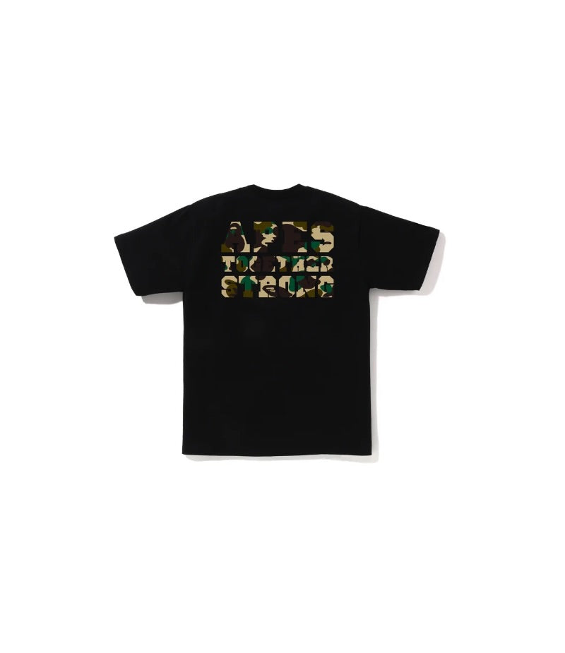 A Bathing Ape Ist Camo College Ats Tee Black - 001TEI301012X-BLK