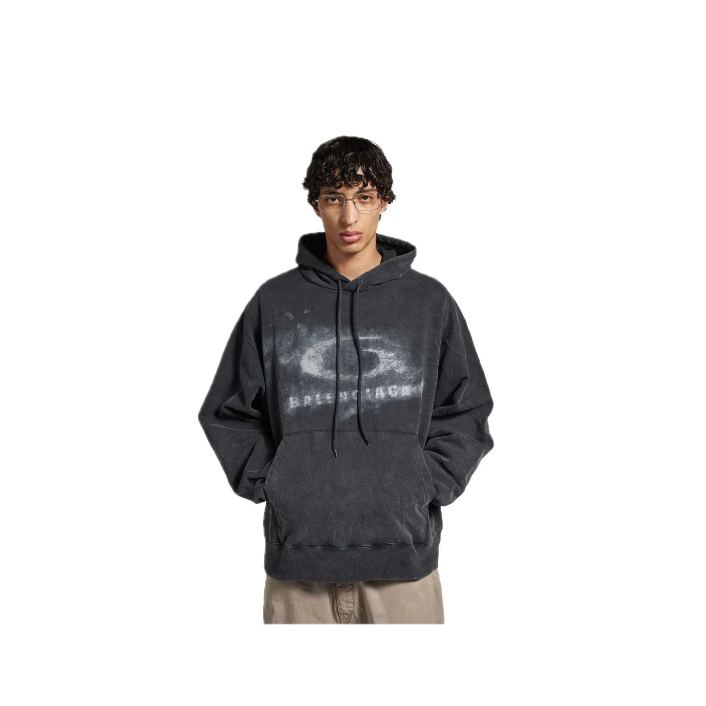 Balenciaga Crayon Loop Oversized Hoodie Washed Black
