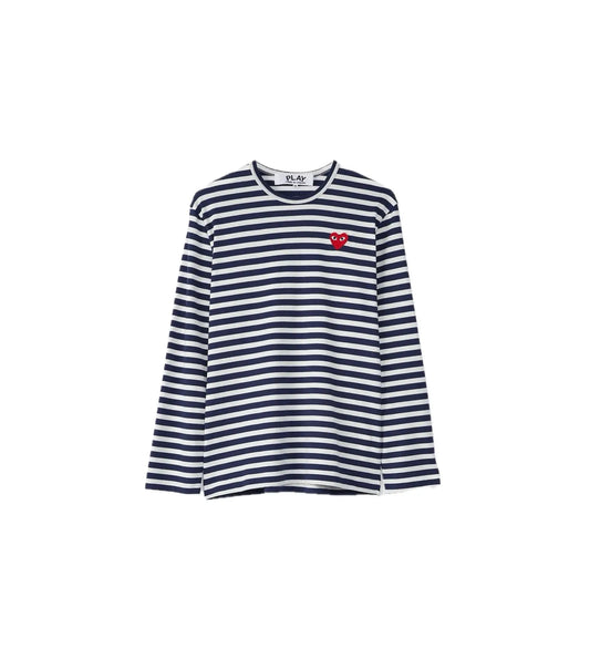 Comme des Garçons Red Heart Striped T-shirt Blue White