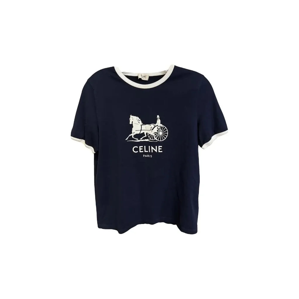 Celine Horse Carriage Tee Navy