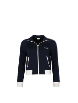 Celine Logo Zip Jacket Navy