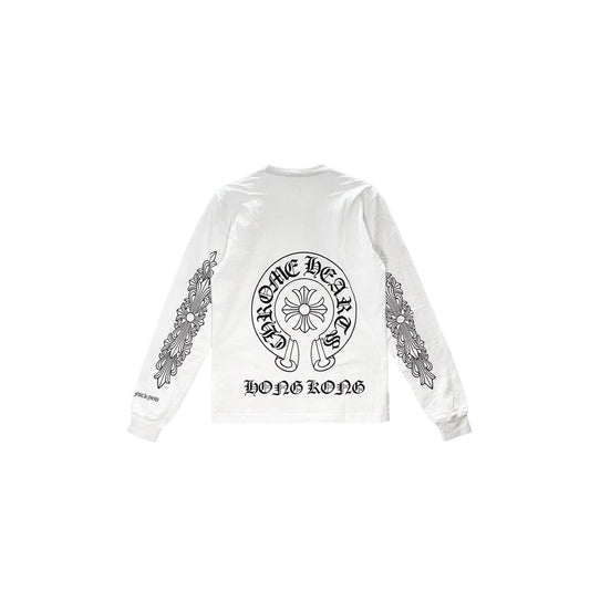 Chrome Hearts Hong Kong Exclusive Horseshoe Floral Long Sleeve White
