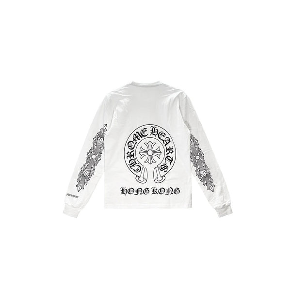 Chrome Hearts Hong Kong Exclusive Horseshoe Floral Long Sleeve White