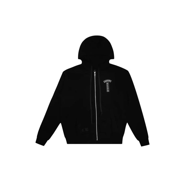 Chrome Hearts T Logo USA Shoulder Zip Hoodie Black