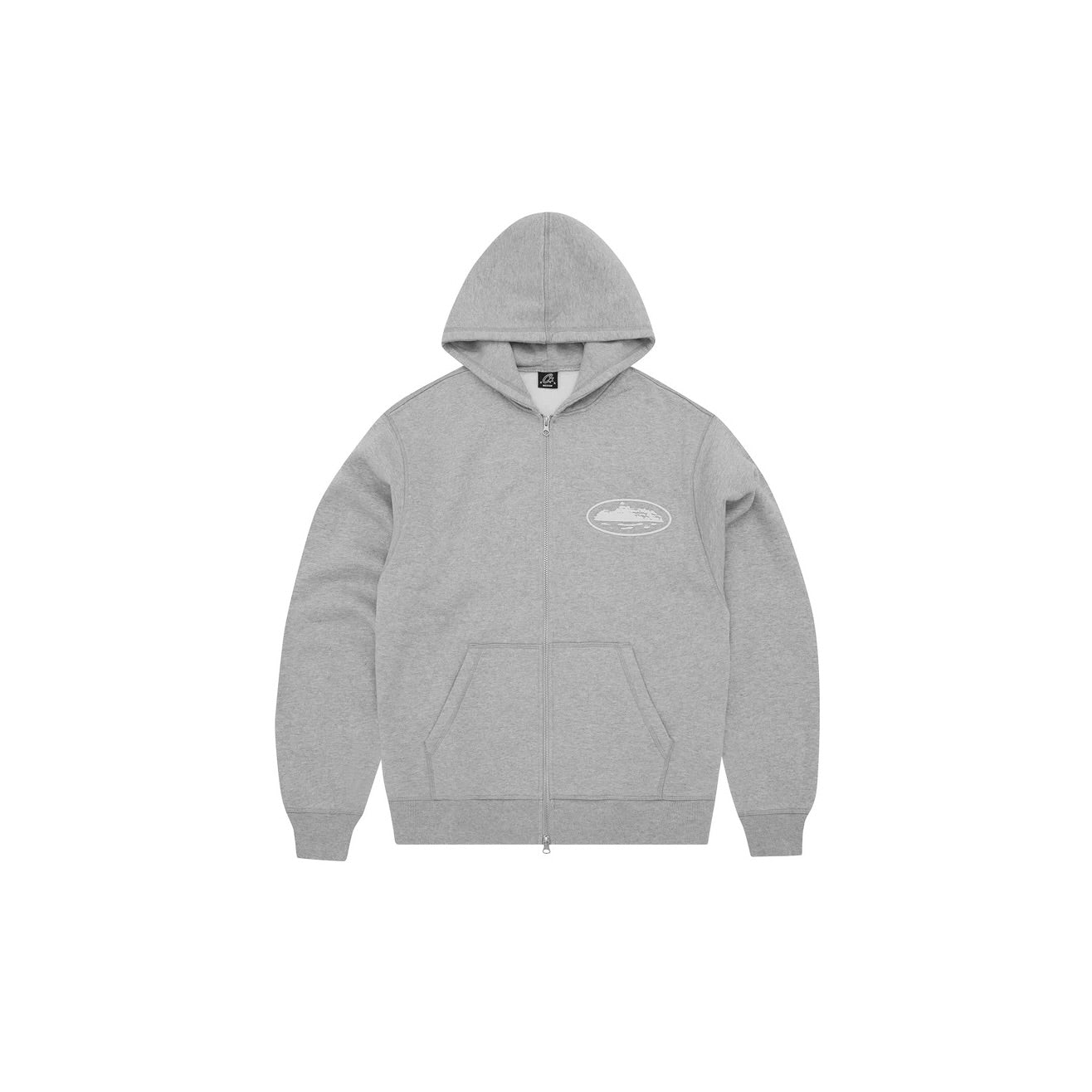 Corteiz Island Puff Print Zip Hoodie Washed Heather Grey - CORT-CIPPZH-HEATHERGREY