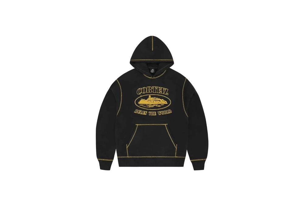 Corteiz Alcatraz Contrast Hoodie Black Yellow