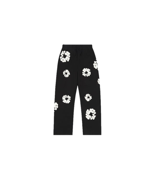 Denim Tears Cotton Wreath Pants Open Hem Black  - DNMTEARS-CTNWRTH-PANTSBLACK
