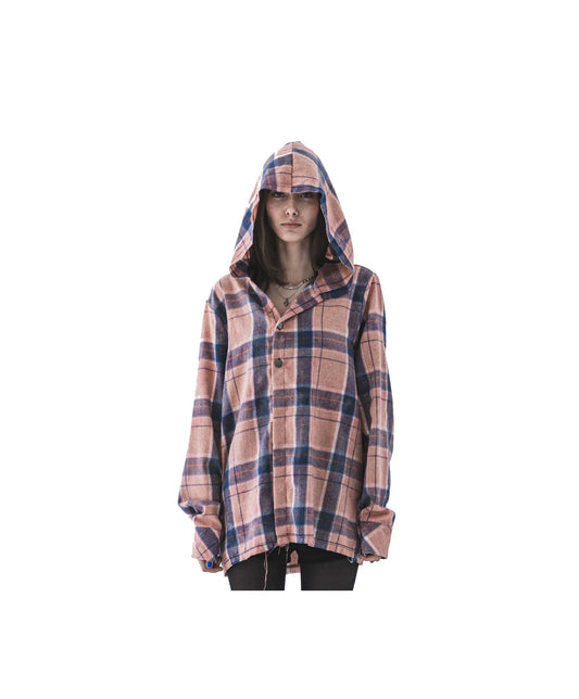 FVCK Discoloured Flanel Shirt Pink Navy