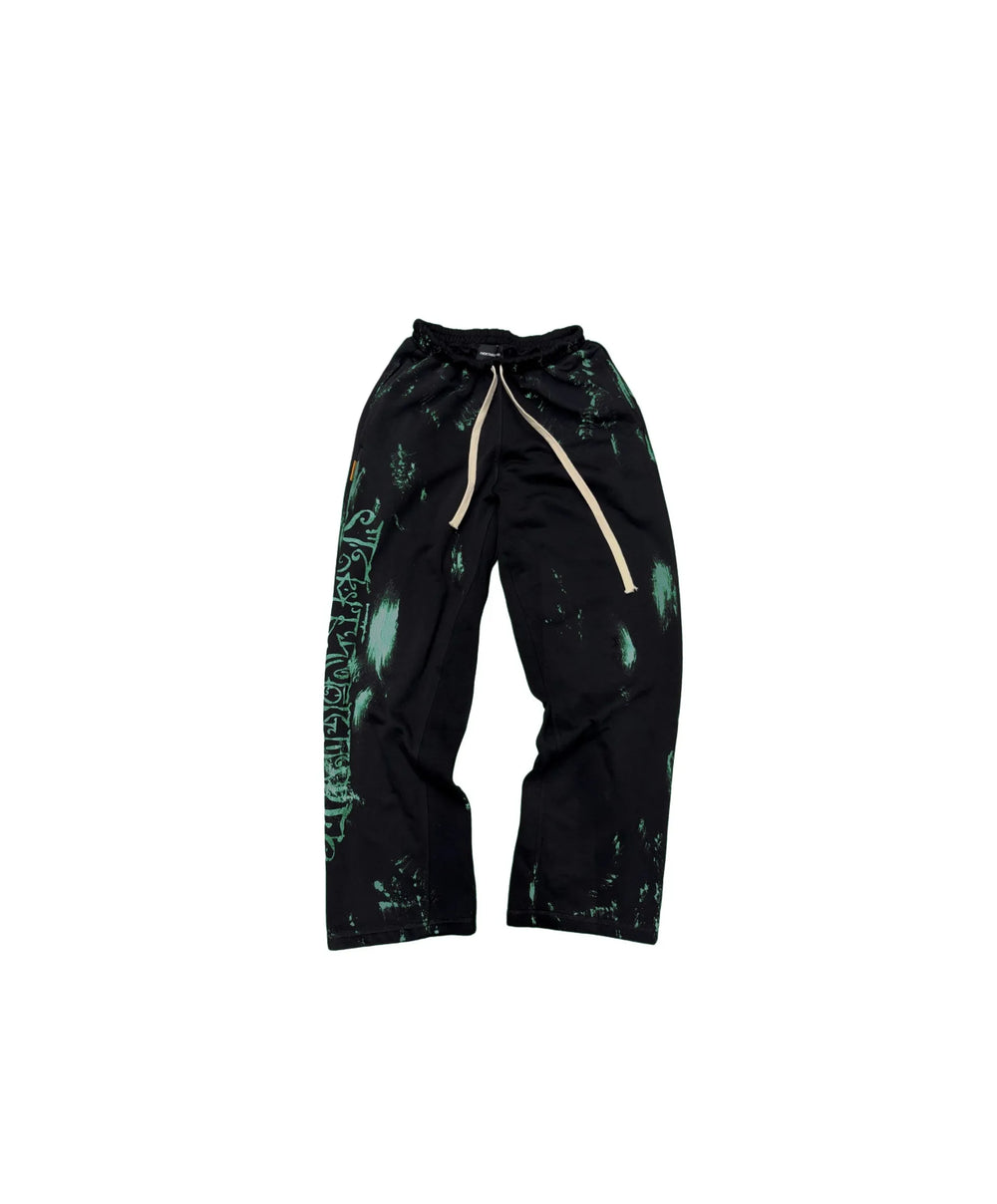 FVCK Flared Arabic Sweatpants Black Bottle Green