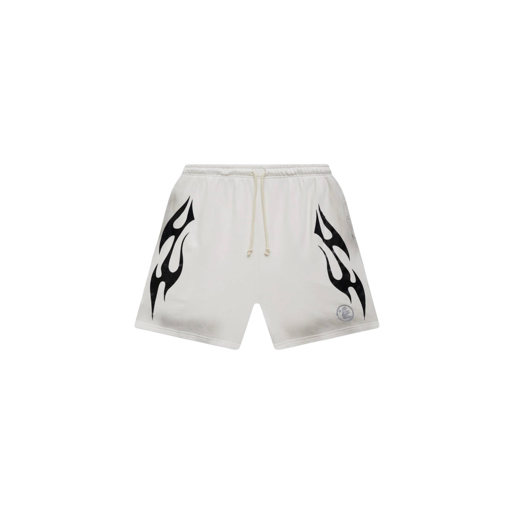 Hellstar Flame Shorts White - HELLSTAR-FLAMESHORTS-WHITE