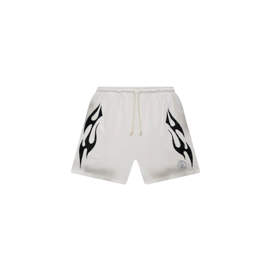 Hellstar Flame Shorts White - HELLSTAR-FLAMESHORTS-WHITE