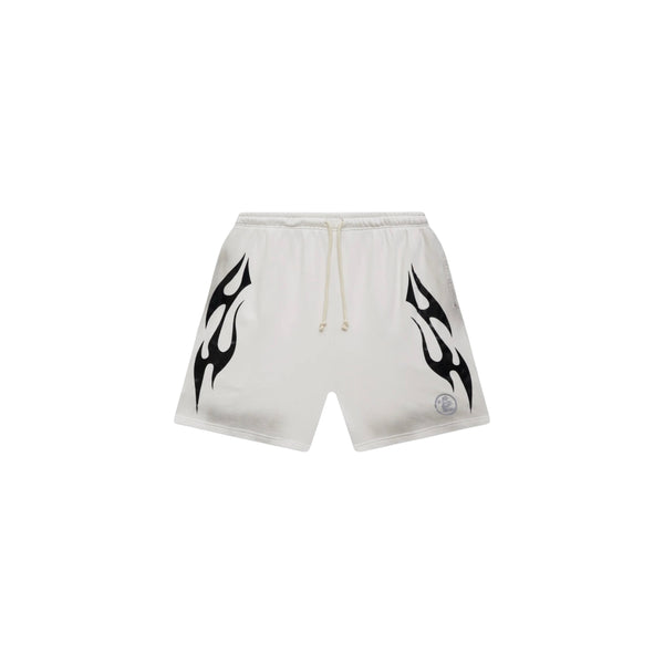 Hellstar Flame Shorts White - HELLSTAR-FLAMESHORTS-WHITE