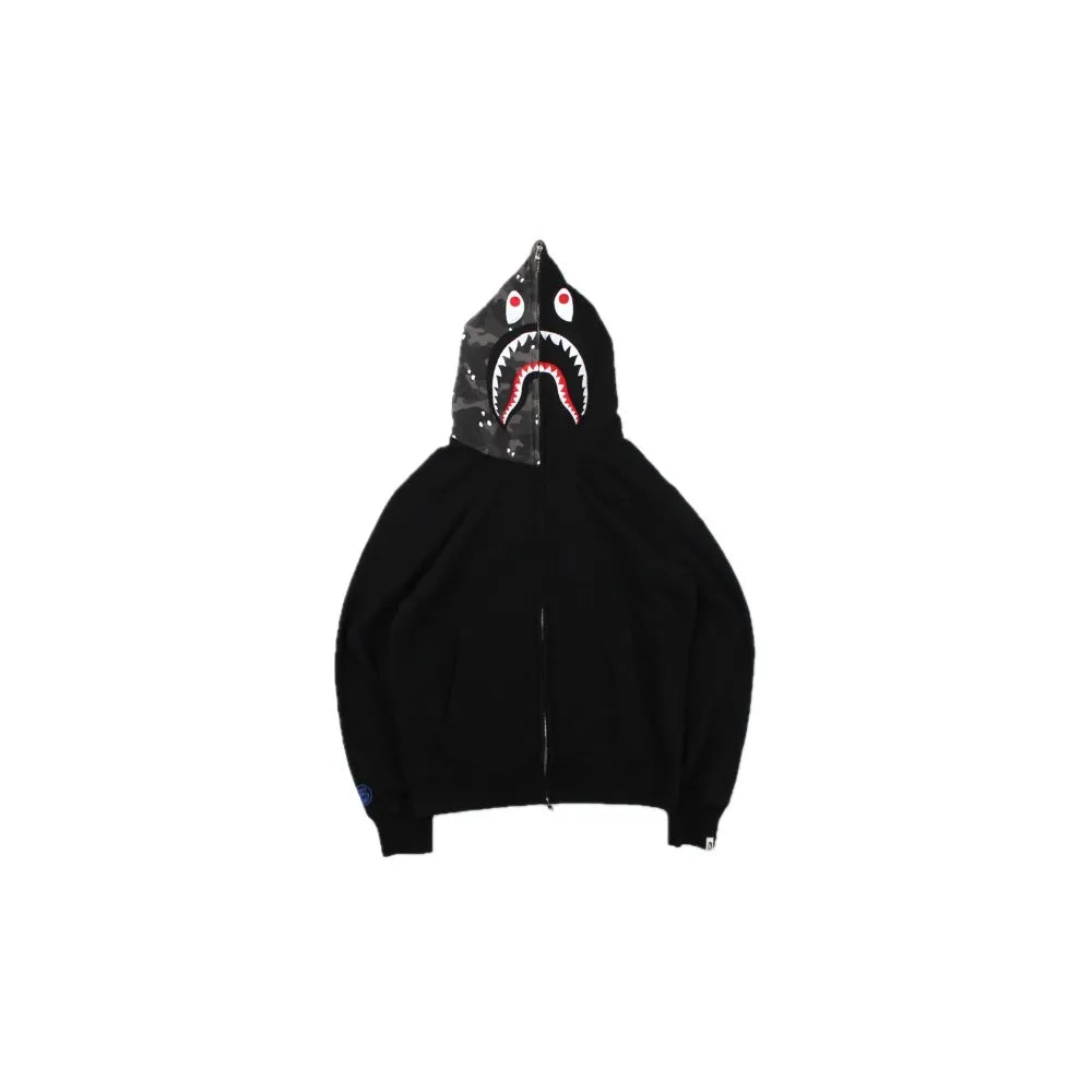 Bape x Stussy Black Shark Full Zip Hoodie Black (2013)