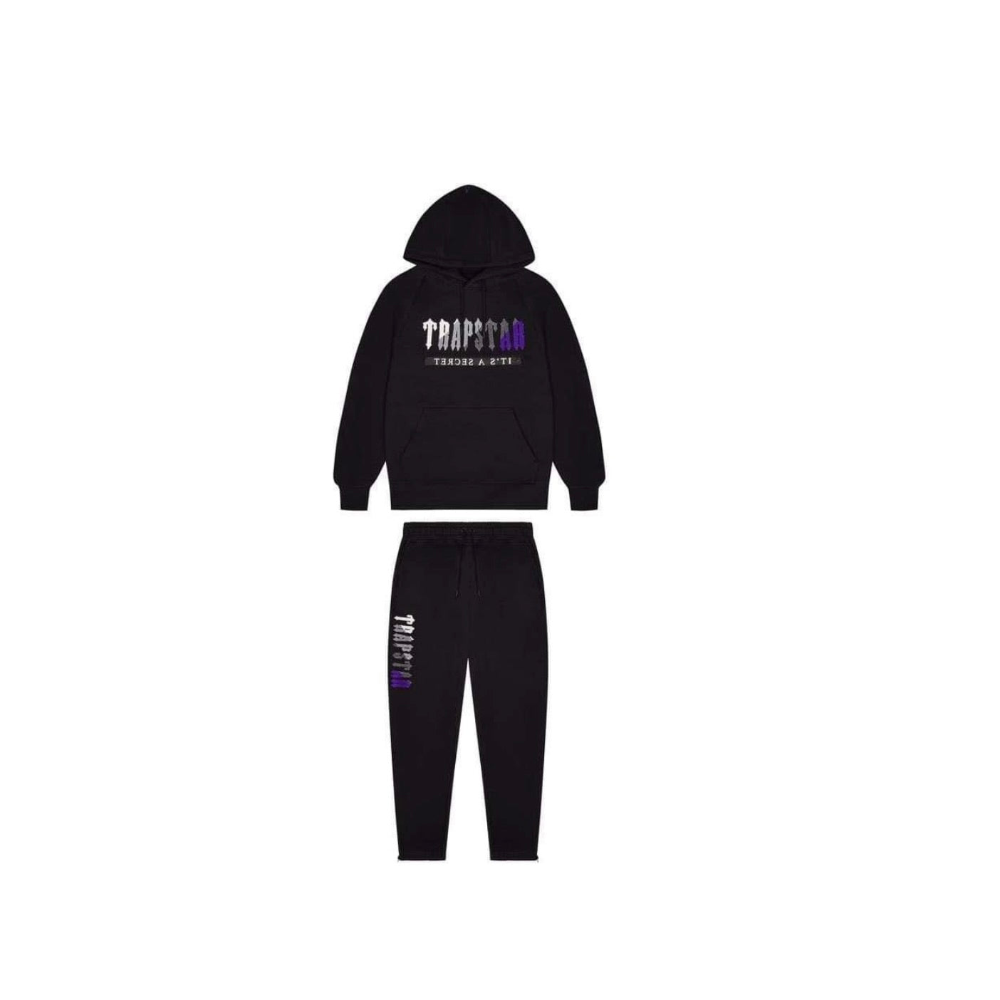 Trapstar Chenille Decoded 2.0 Hooded Tracksuit Black/Purple - TRAP-CHEN-TRACK