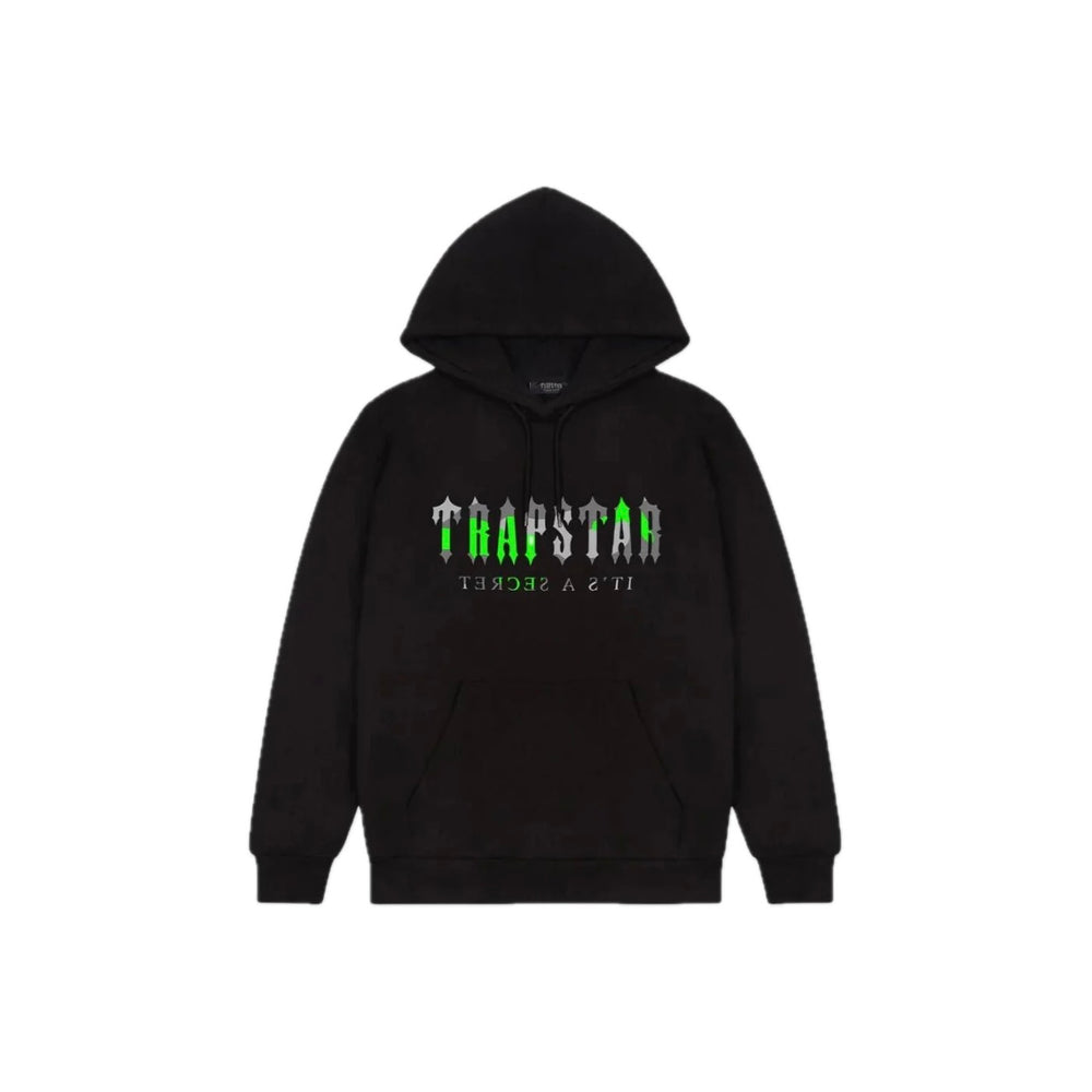 Trapstar Decoded Camo Hoodie Black/Neon Green - TRAP-DECODED-HOD