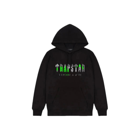 Trapstar Decoded Camo Hoodie Black/Neon Green - TRAP-DECODED-HOD