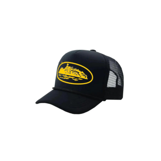 Corteiz Alcatraz Trucker Hat Black Yellow - 013142818884