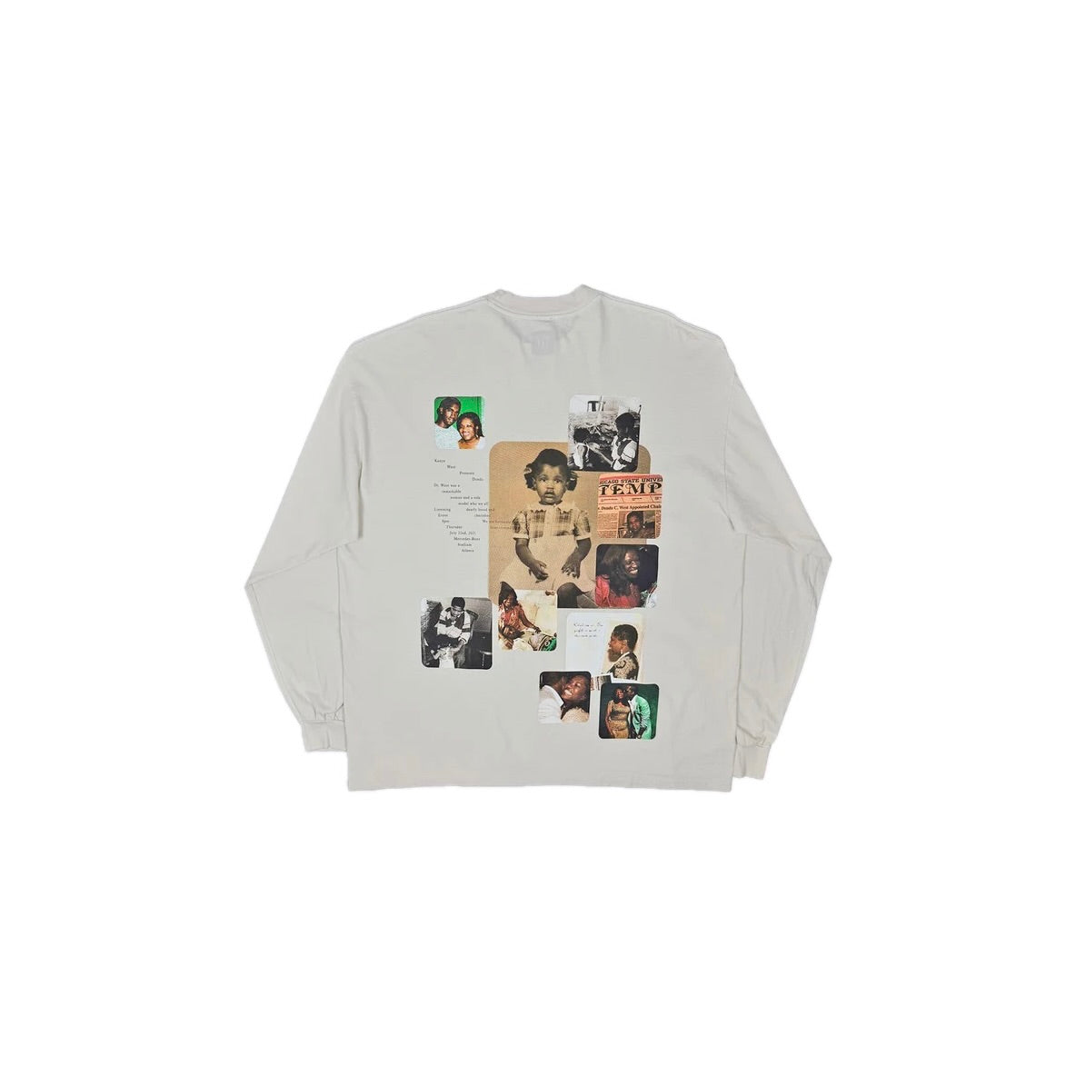 Yeezy Donda 2021 Unreleased Collage Longsleeve by Demna White - YZY-CLGDEMNA-LONGSLEEVEW