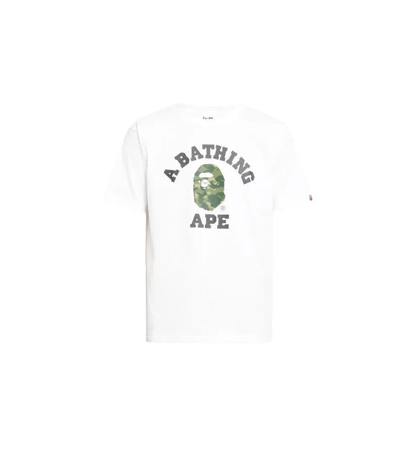 Bape Green Camo Logo Tee White