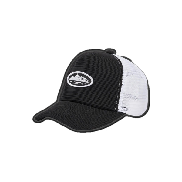 Corteiz Short Peak Trucker Black White