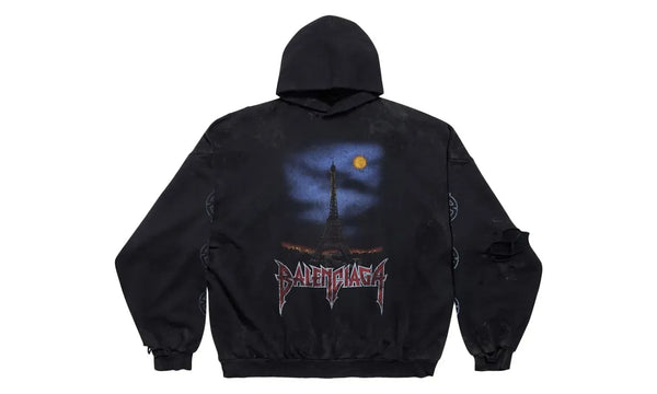 Balenciaga Paris Moon No Pocket Hoodie Oversized Faded Black