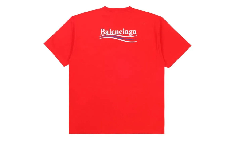 Balenciaga Political Campaign Embroidered Logo Tee Red