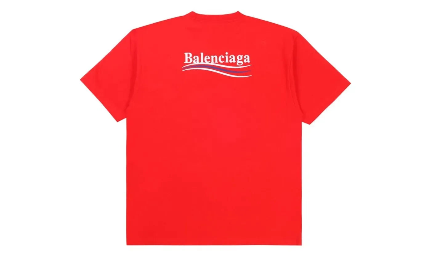 Balenciaga Political Campaign Embroidered Logo Tee Red