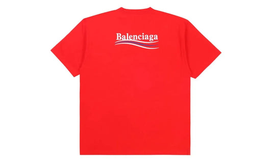 Balenciaga Political Campaign Embroidered Logo Tee Red