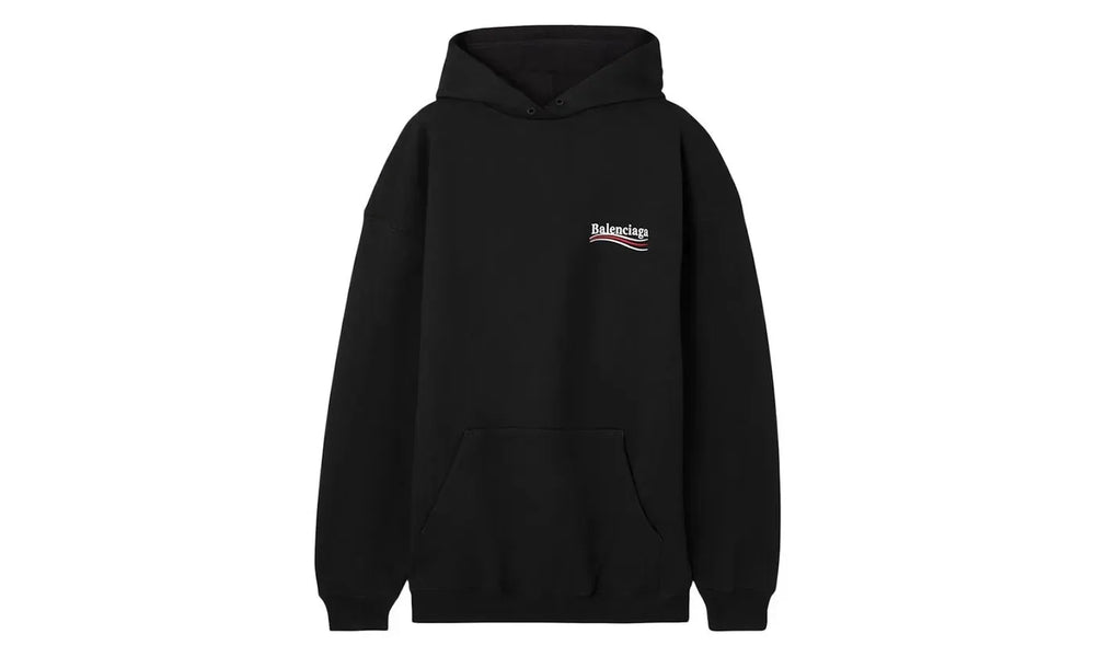 Balenciaga Political Campaign Large Fit Embroidery Hoodie Black - 620973TKVI91070
