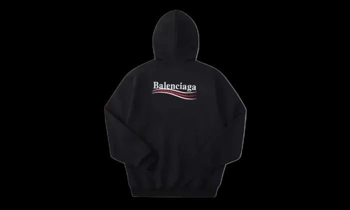 Balenciaga Political Campaign Logo Popover Hoodie Black - 600583TKVI91070