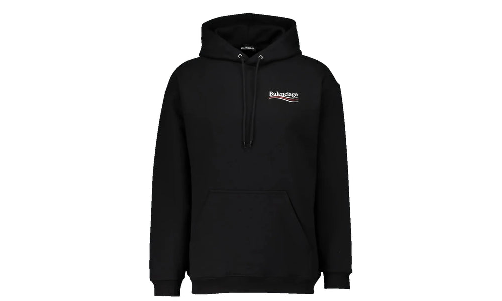 Balenciaga Political Campaign Logo Popover Printed Hoodie Black