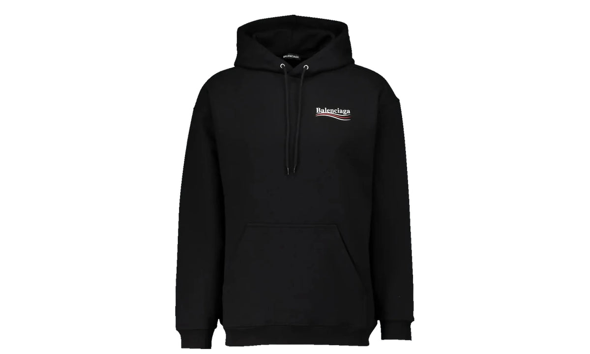 Balenciaga Political Campaign Logo Popover Printed Hoodie Black