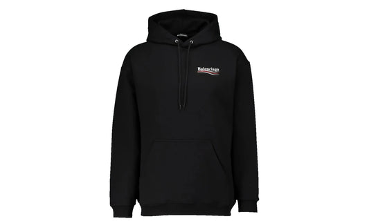 Balenciaga Political Campaign Logo Popover Printed Hoodie Black