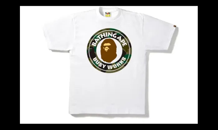 Bape Bape 1st Camo Busy Works Tee White Green - BAPE-1CBWT-WGREEN