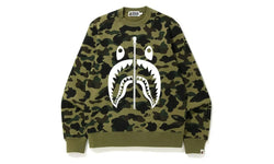 BAPE 1st Camo White Shark Crewneck Green