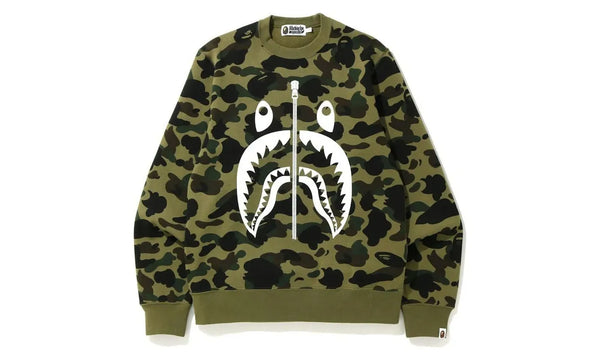 BAPE 1st Camo White Shark Crewneck Green