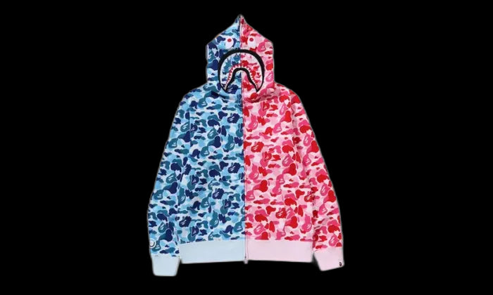 Bape Bape ABC Camo Crazy Shark Full Zip Hoodie Blue/Pink - BAPE-ACCSFZH-RED