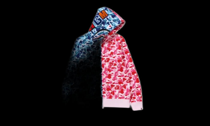 Bape Bape ABC Camo Crazy Shark Full Zip Hoodie Blue/Pink - BAPE-ACCSFZH-RED