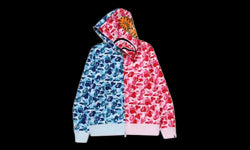 Bape Bape ABC Camo Crazy Shark Full Zip Hoodie Blue/Pink - BAPE-ACCSFZH-RED