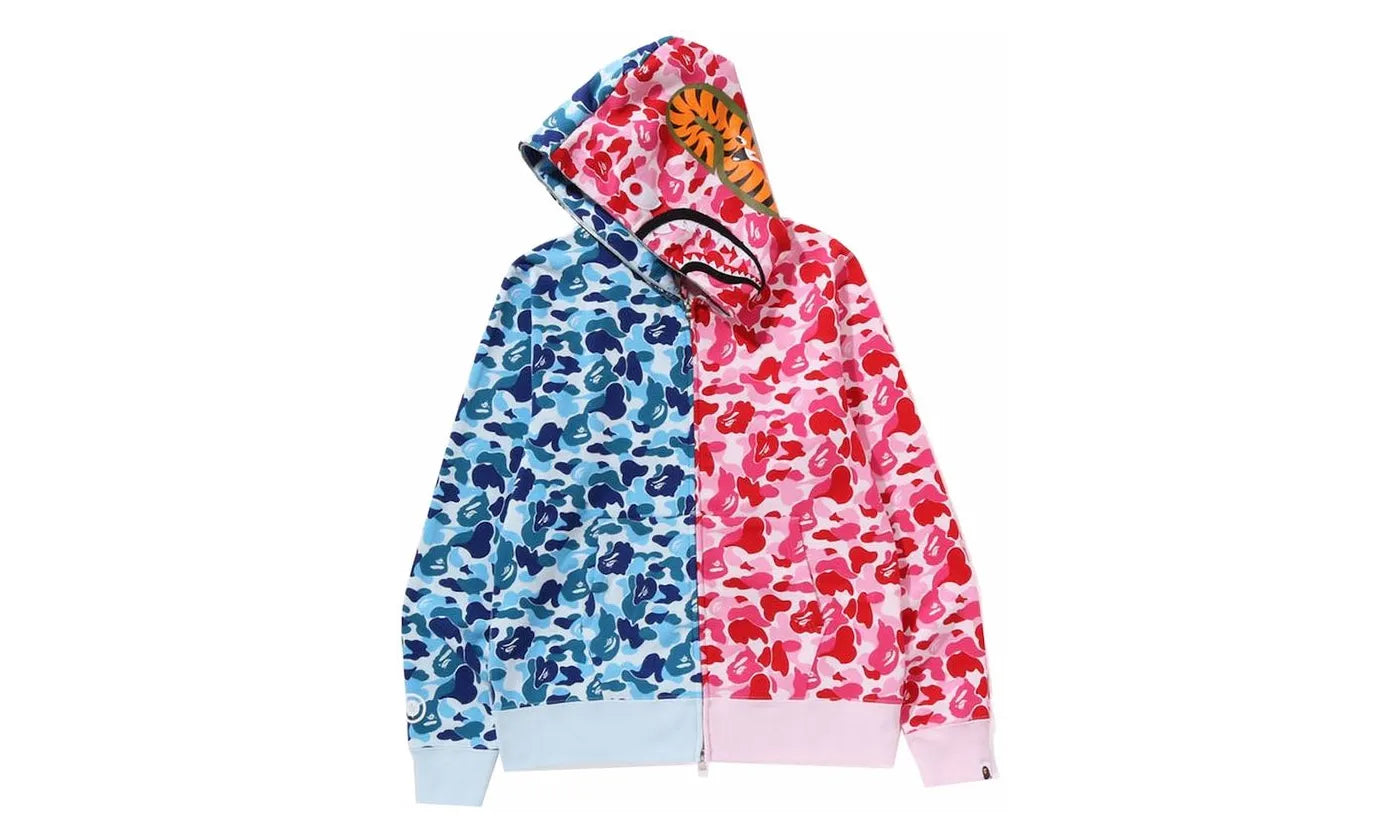 Bape ABC Camo Crazy Shark Full Zip Hoodie Blue Pink APLUG.PL APLUG PL