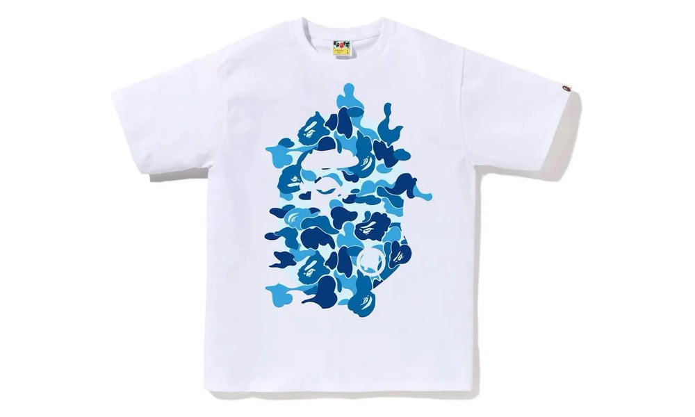 BAPE ABC Camo Rebuild Big Ape Head Tee White/Blue - BAPE-BACRBA-BBLUE